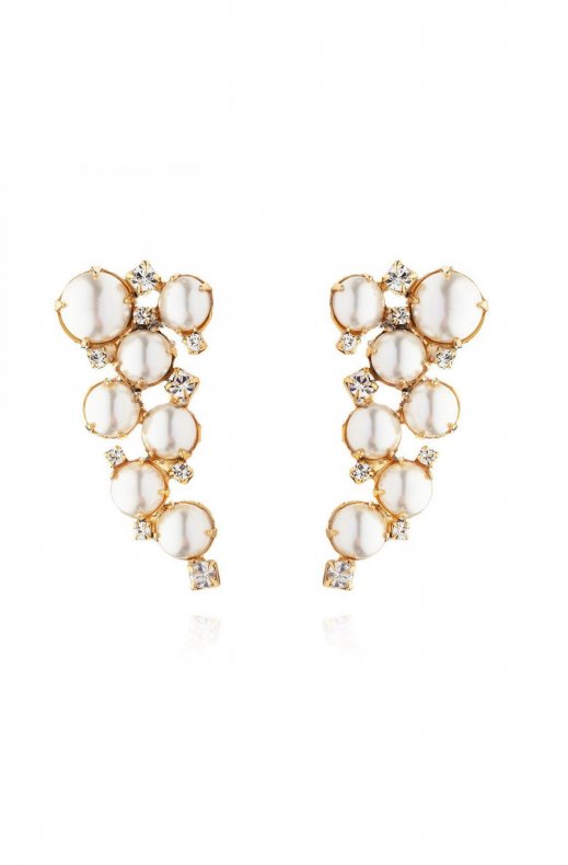 Caroline Svedbom Bridal - Little Miss Pearl Earring - Gold Crystal
