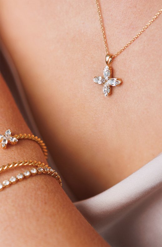 Caroline Svedbom - Crystal Star Necklace 90 - Gold Crystal