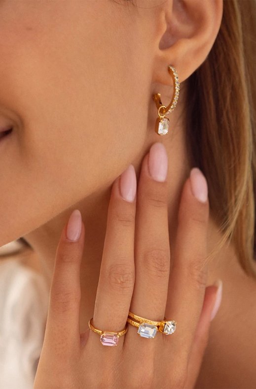 Caroline Svedbom - Emilia Loop Earrings - Gold Crystal