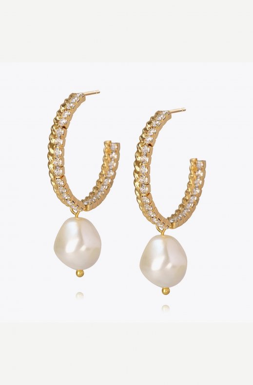 Caroline Svedbom - Kaia Pearl Earring - Gold Crystal
