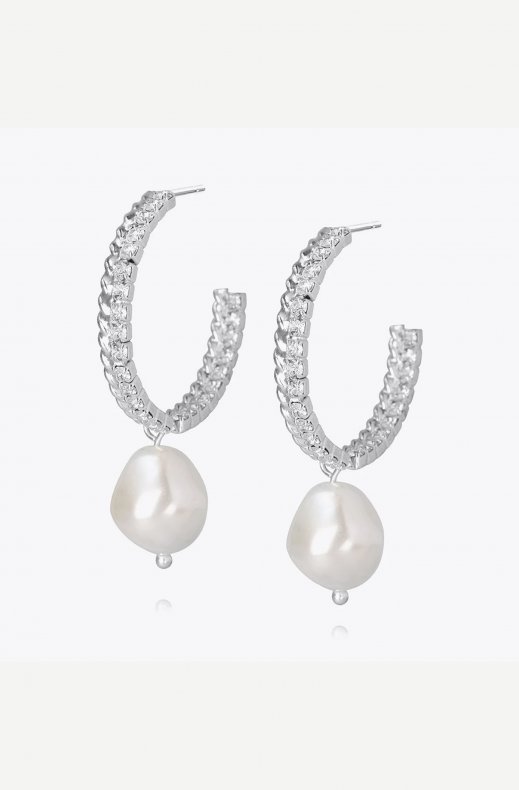 Caroline Svedbom - Kaia Pearl Earring - Rhodium Crystal
