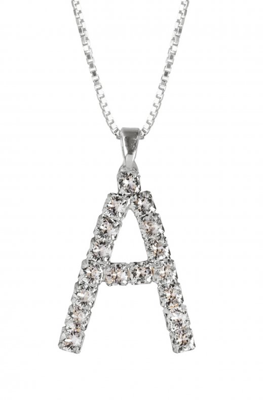 Caroline Svedbom - Letter Necklace A - Rhodium Crystal
