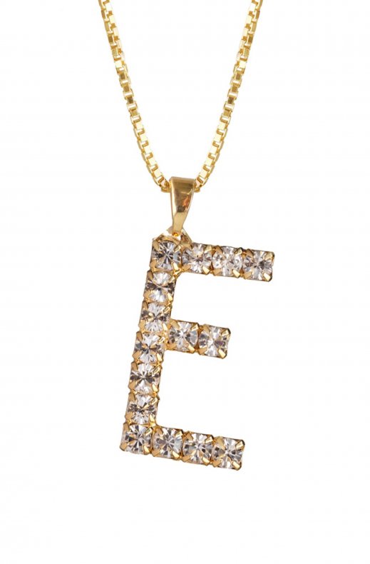 Caroline Svedbom - Letter Necklace E - Gold Crystal