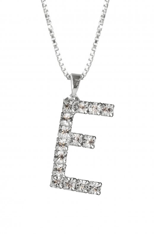 Caroline Svedbom - Letter Necklace E- Rhodium Crystal