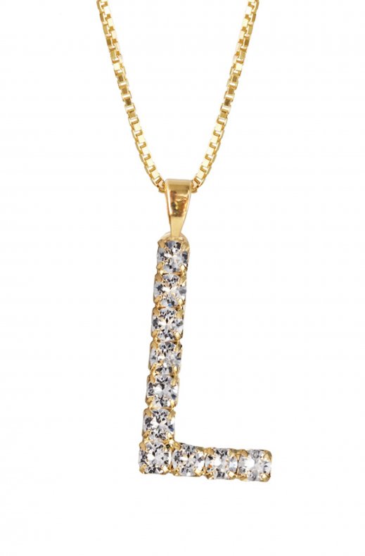 Caroline Svedbom - Letter Necklace L - Gold Crystal