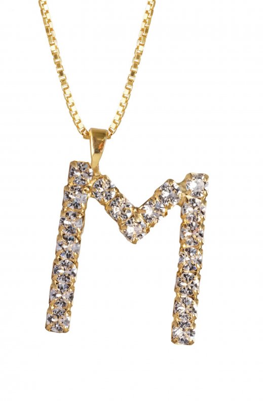 Caroline Svedbom - Letter Necklace M - Gold Crystal