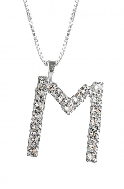 Caroline Svedbom - Letter Necklace M- Rhodium Crystal