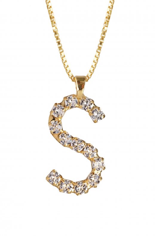 Caroline Svedbom - Letter Necklace S - Gold Crystal