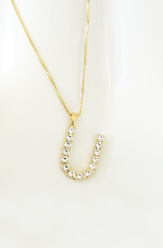 Caroline Svedbom - Letter Necklace U - Gold Crystal
