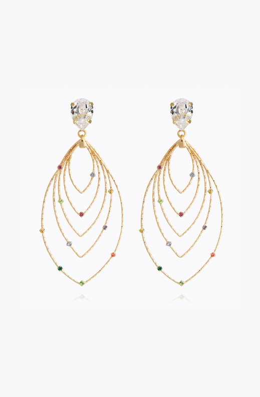 Caroline Svedbom - Lotus Earrings - Gold Rainbow Combo