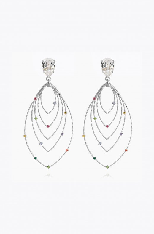 Caroline Svedbom - Lotus Earrings - Rhodium Rainbow Combo