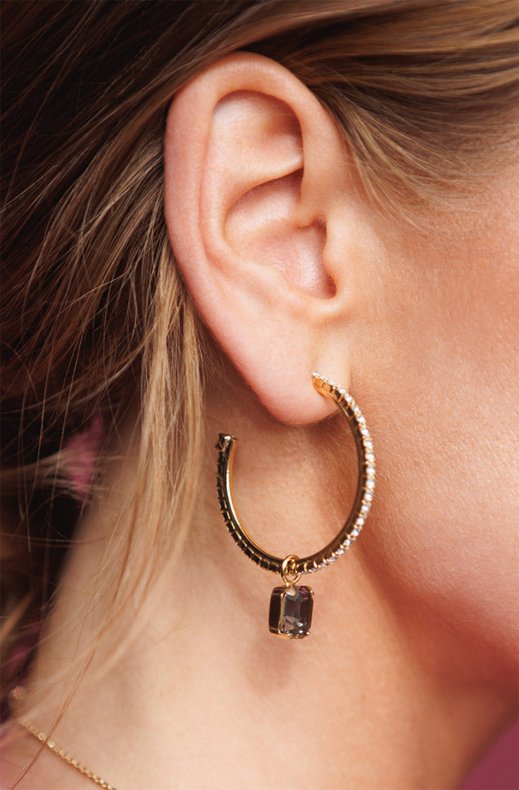 Caroline Svedbom - Lydia Loop Earring - Gold Black Diamond