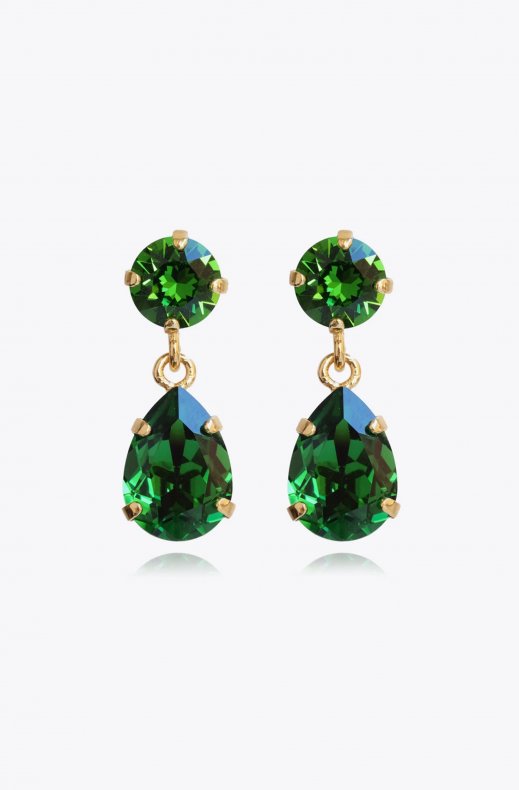 Caroline Svedbom - Mini Drop Earring Gold Dark Moss Green