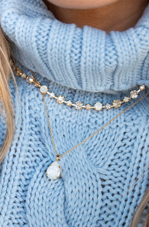 Caroline Svedbom - Mini Drop Necklace - White Opal Gold