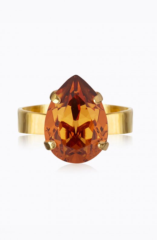 Caroline Svedbom - Mini drop Ring - Gold Light Amber