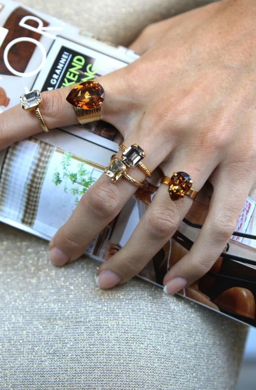 Caroline Svedbom - Mini drop Ring - Gold Light Amber