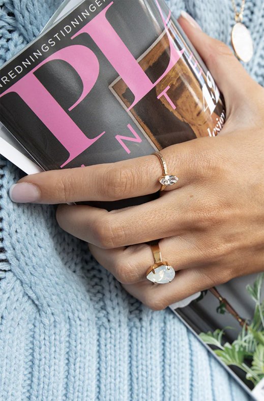 Caroline Svedbom - Mini Drop Ring - White Opal Gold