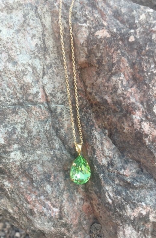 Caroline Svedbom - Mini Drop necklace - Gold Peridot
