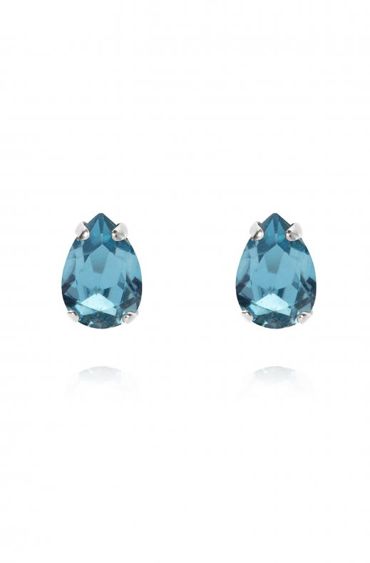 Caroline Svedbom - Petite Drop Earring - Rhodium Aquamarine