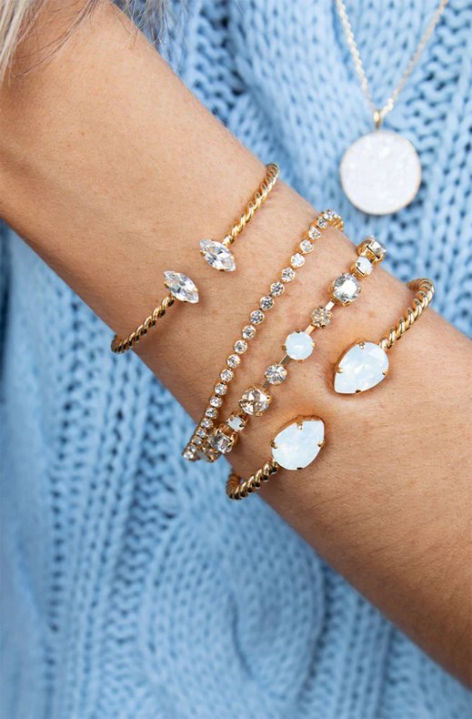 Caroline Svedbom - Petite Navette Bracelet Gold Crystal