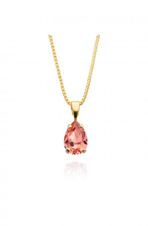 Caroline Svedbom - Petite Drop Necklace - Gold Rose Peach
