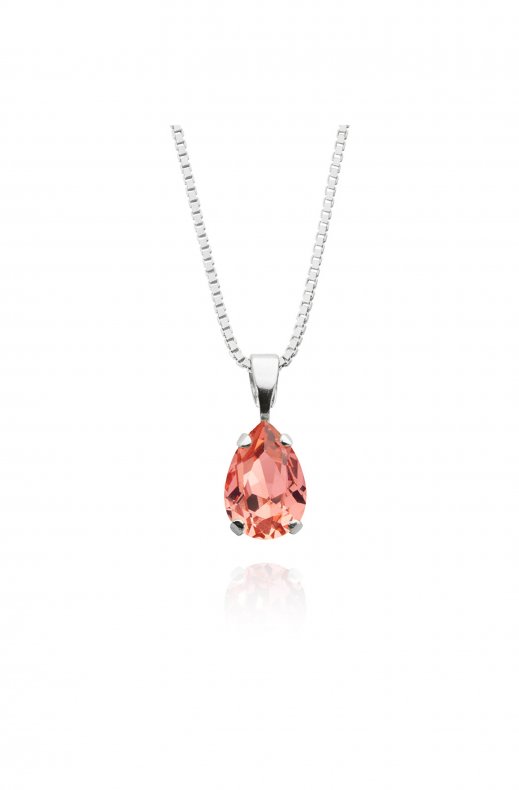 Caroline Svedbom - Petite Drop Necklace - Rhodium Rose Peach