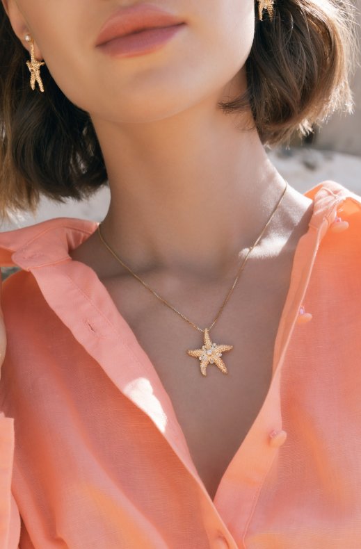 Caroline Svedbom - Sea Star Necklace Gold Crystal
