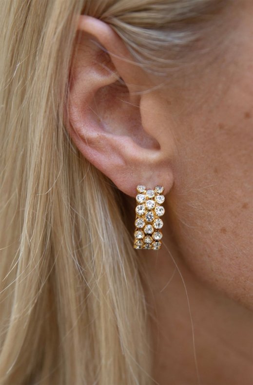 Caroline Svedbom - Siri Grande Loop Earrings - Gold Crystal