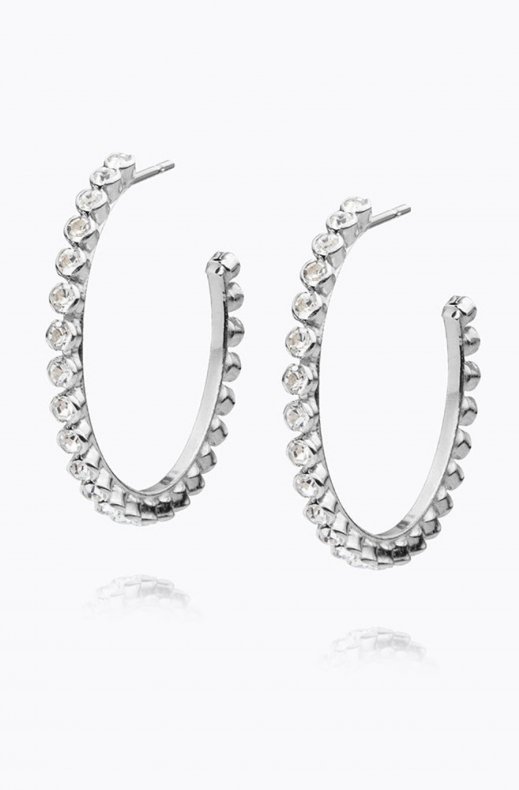 Caroline Svedbom - Siri Large Loop Earring - Rhodium Crystal