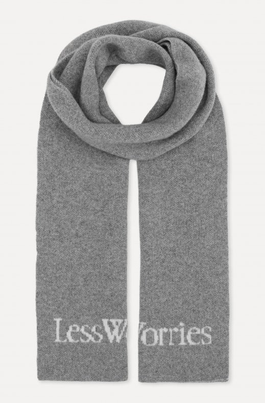 Less Worries - Cashmere Blend Logo Scarf - Grey