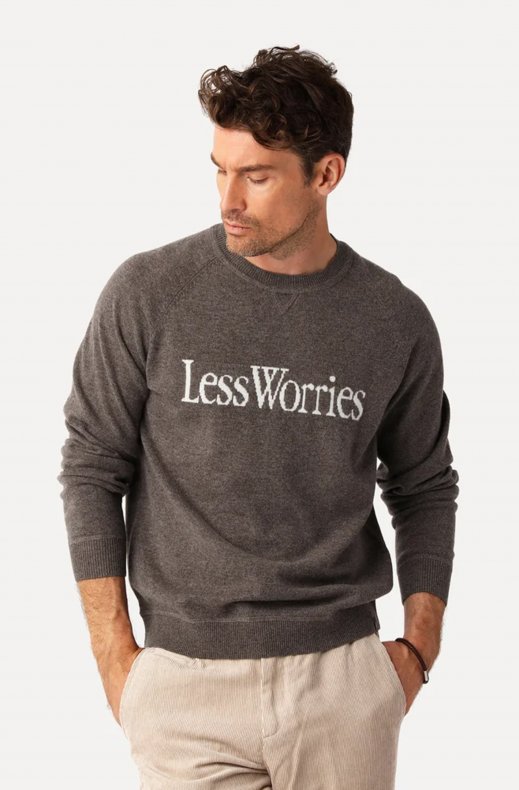 Less Worries - Cashmere Blend Logo Sweater - Nougat