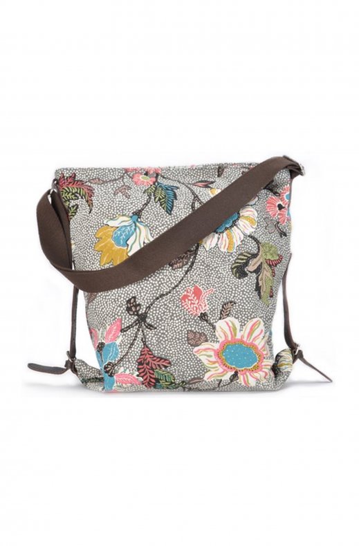 Ceannis - Shoulder bag grey flower linen