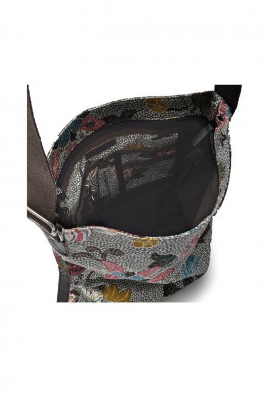 Ceannis - Shoulder bag grey flower linen