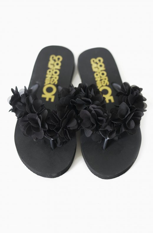 Colors of California - Eva Flip Flop Flower - Black