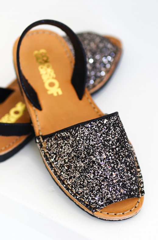 Colors of California - Glitter Menorca Sandals - Black