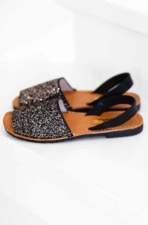 Colors of California - Glitter Menorca Sandals - Black