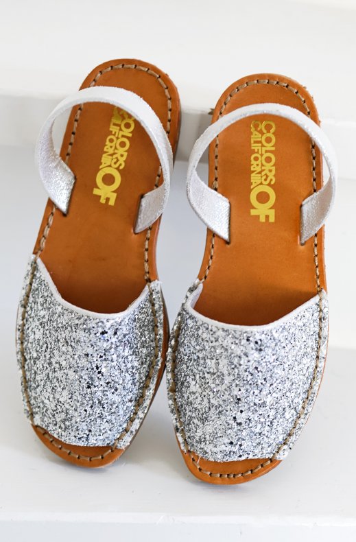 Colors of California - Glitter Menorca Sandals - White