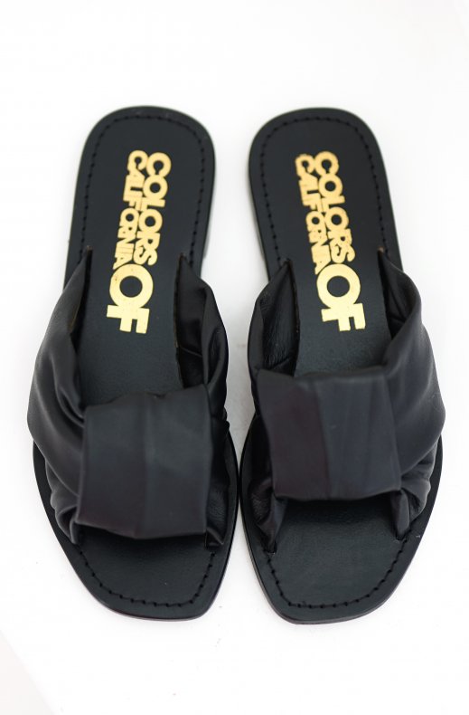 Colors of California - Leather Sandal with Knot Black