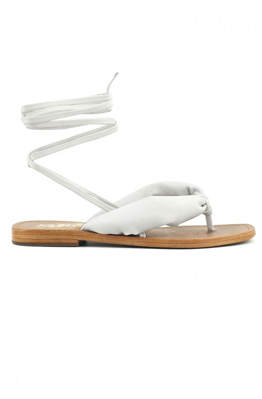 Colors of California - Greek11 Leather Sandal Thong and Laces White