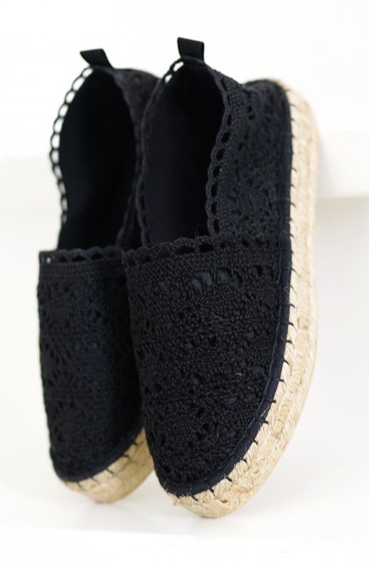 Colors of California - Macrame Espadrilles espa02 - Black