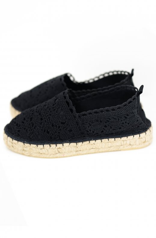 Colors of California - Macrame Espadrilles espa02 - Black