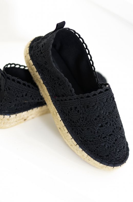 Colors of California - Macrame Espadrilles espa02 - Black