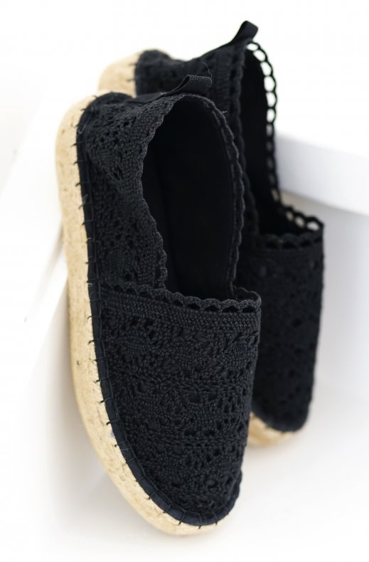 Colors of California - Macrame Espadrilles espa02 - Black