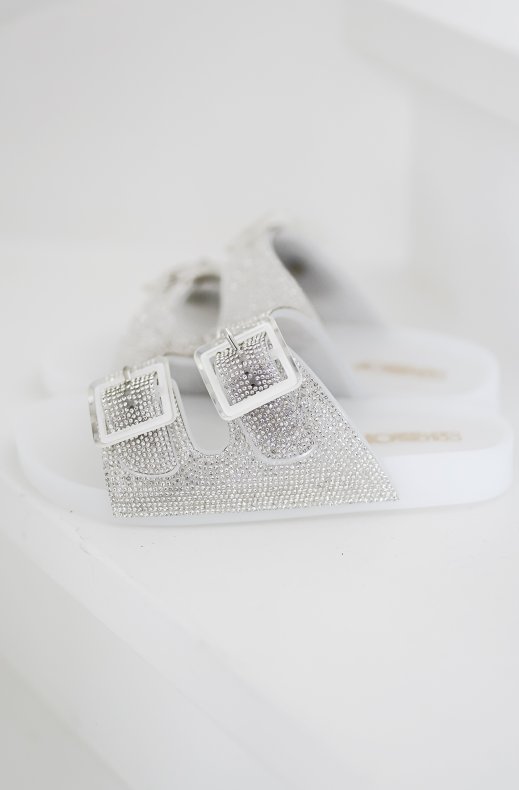 Colors of California - Jelly Sandal with Rhinestones - White