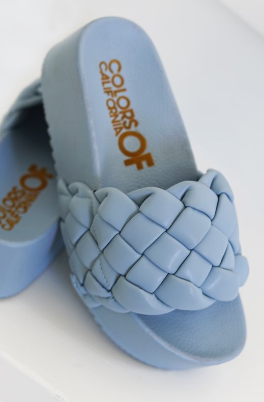 Colors of California - Platform Slide with braided upper - Sky Blue