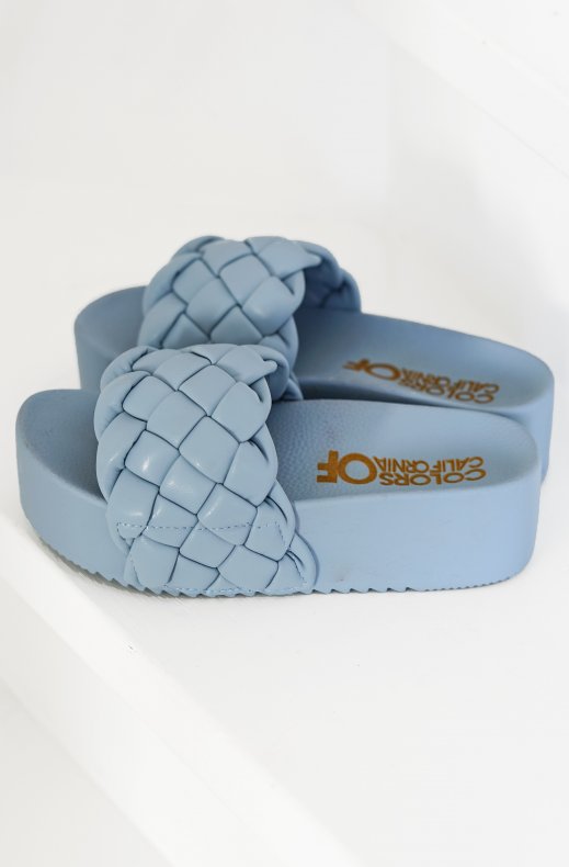 Colors of California - Platform Slide with braided upper - Sky Blue