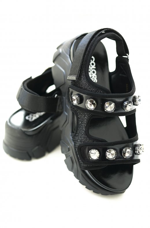 Colors of California - Sandals with Straps and Stones - Black