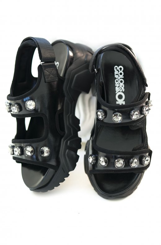 Colors of California - Sandals with Straps and Stones - Black