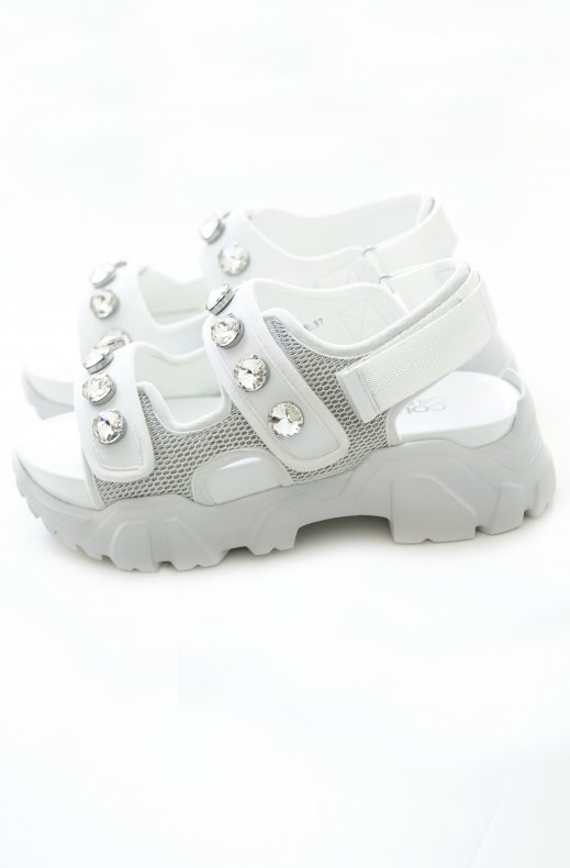 Colors of California - Sandals with Straps and Stones - White