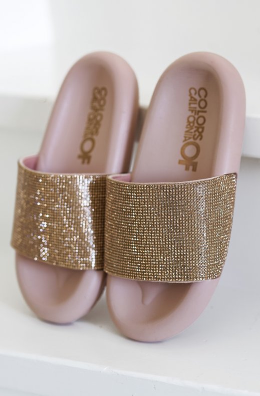 Colors of California - Slides with Rhinestones - Pink